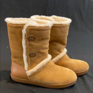 Tory Burch tan suede winter boots